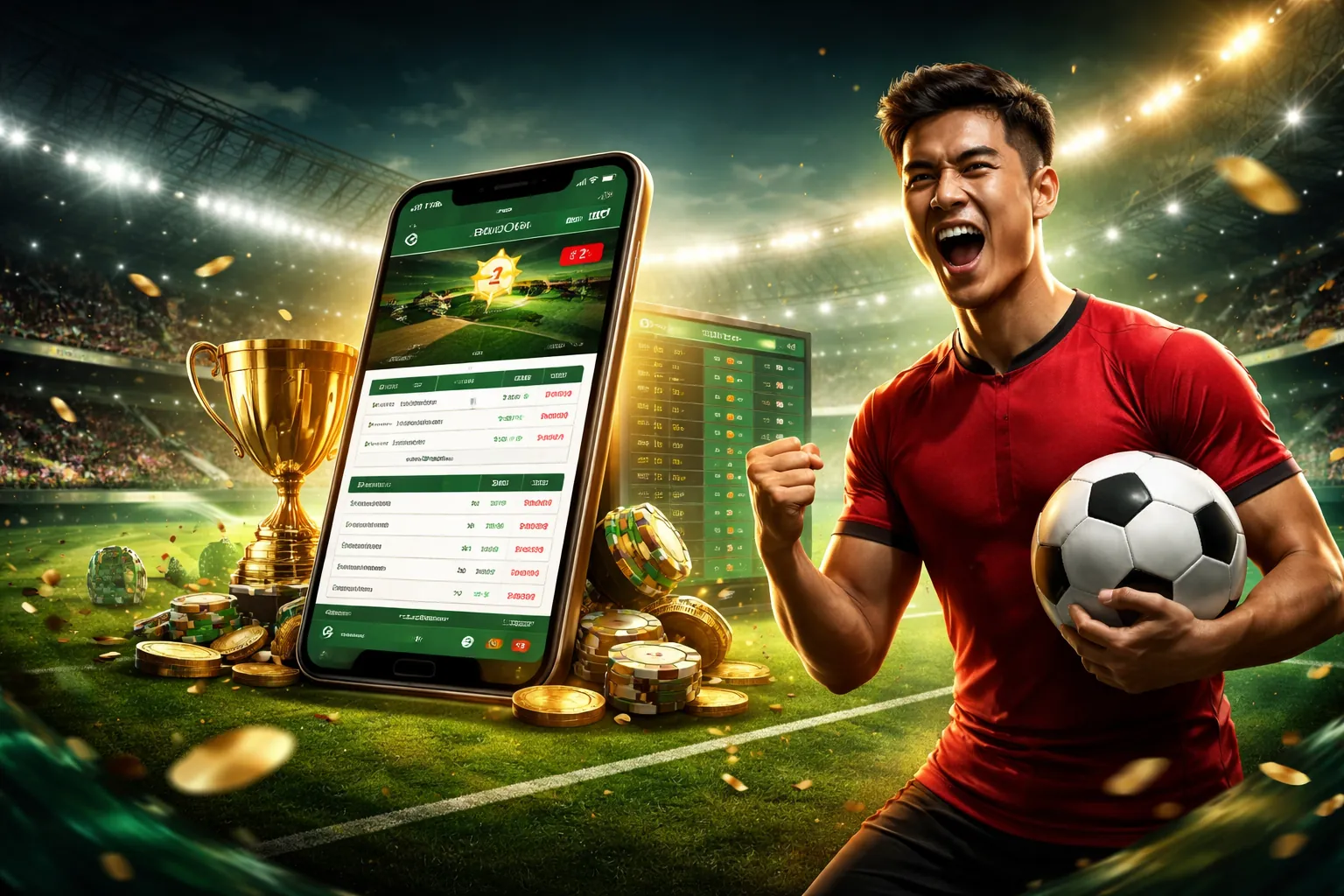 Sân vận động với trận đấu bóng đá sôi động tại MK Sport Vietnam